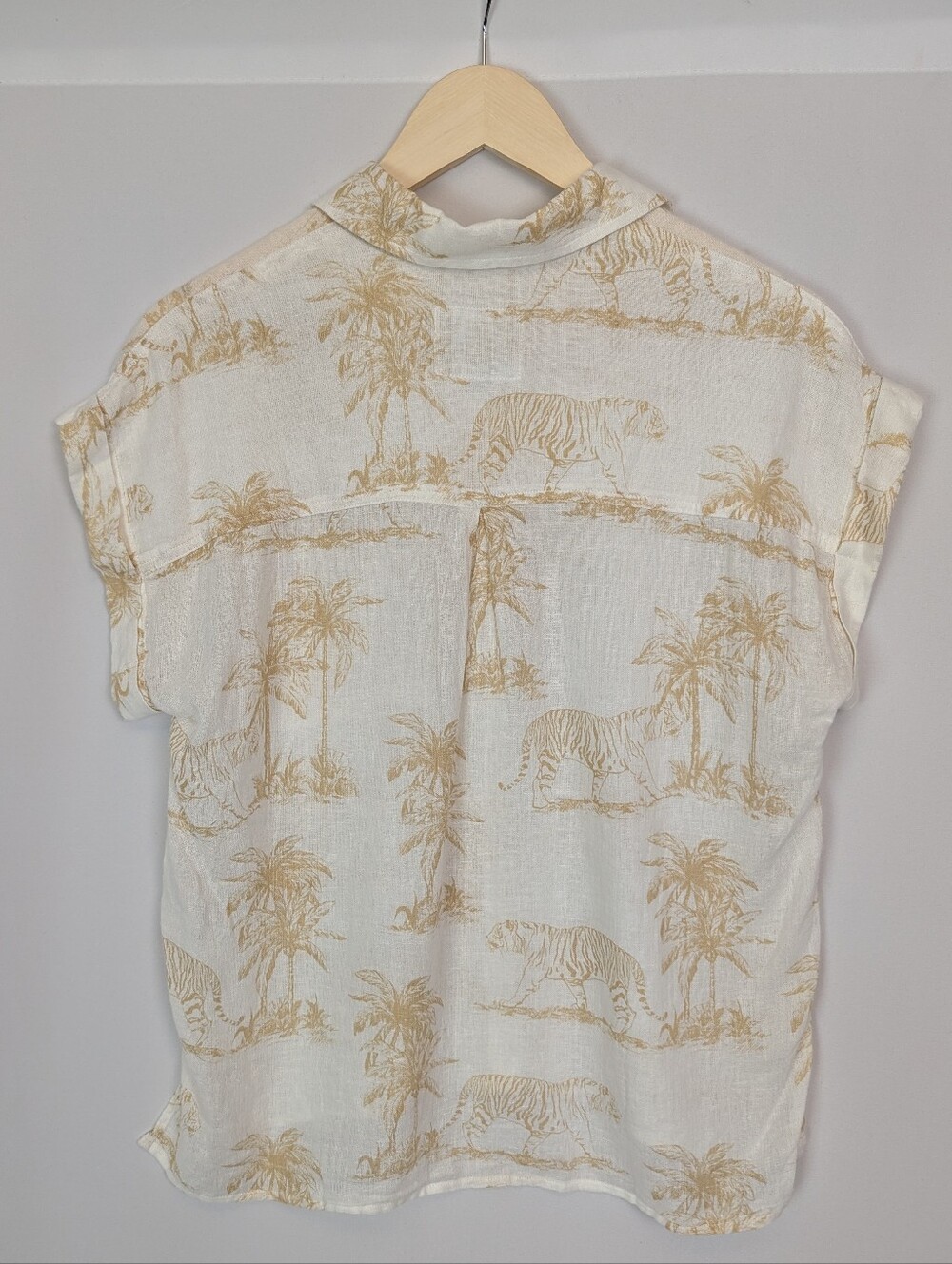 Rails Whitney Linen Shirt Palm Tree Wild Bengal Tigers - Picture 3 of 7